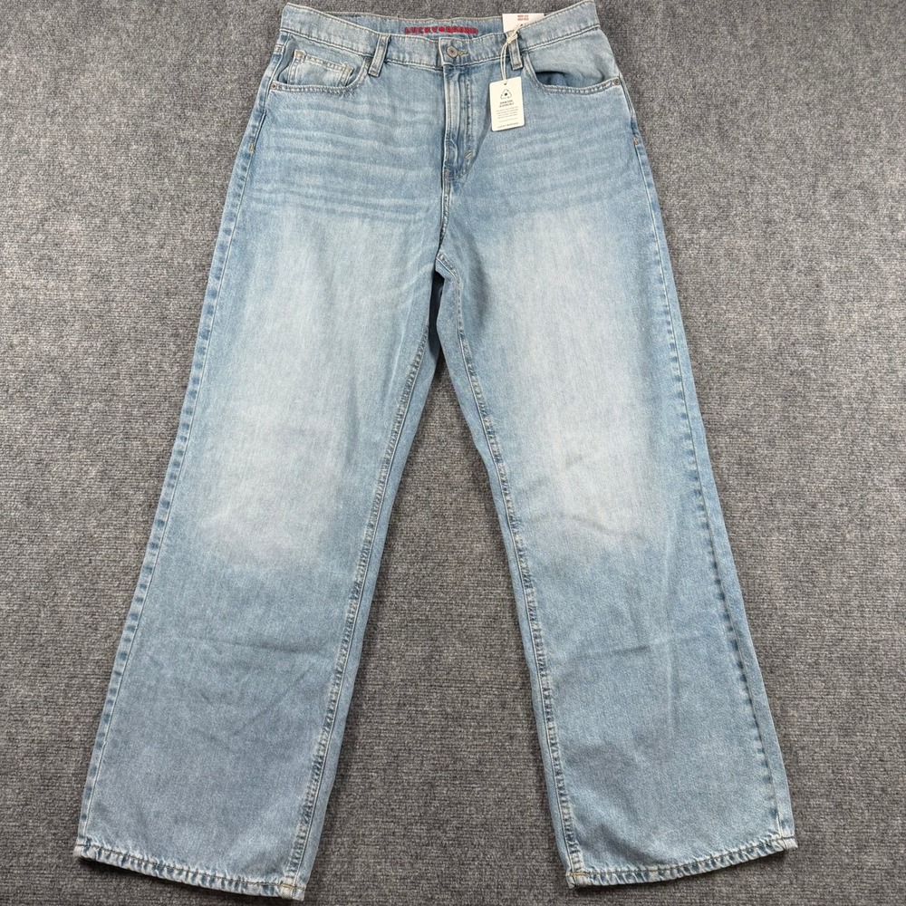 Lucky Brand Wide Leg Jeans Womens 12/31 Light Blue High Rise Rigid Denim